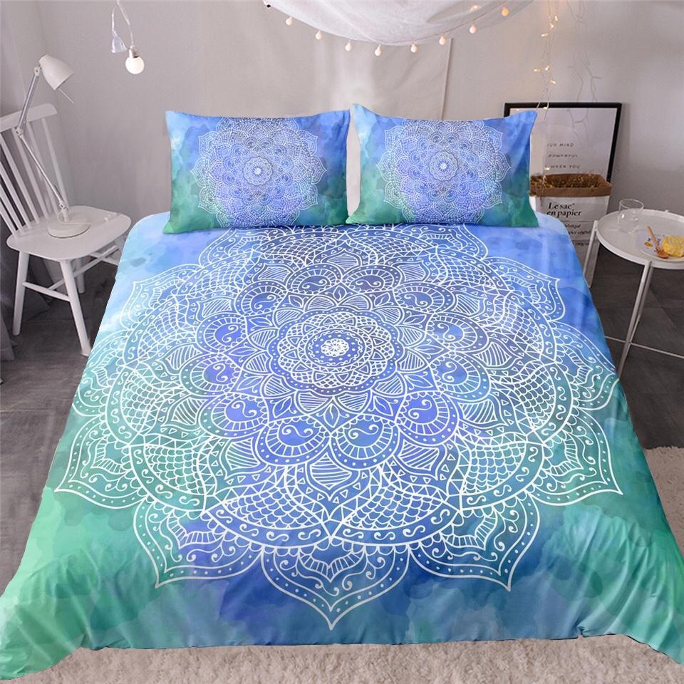 Green & Blue Mandala 3D Customized Duvet Cover Bedding Sets