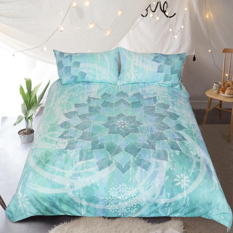 Green Floral Mandala 3D Customized Duvet Cover Bedding Sets
