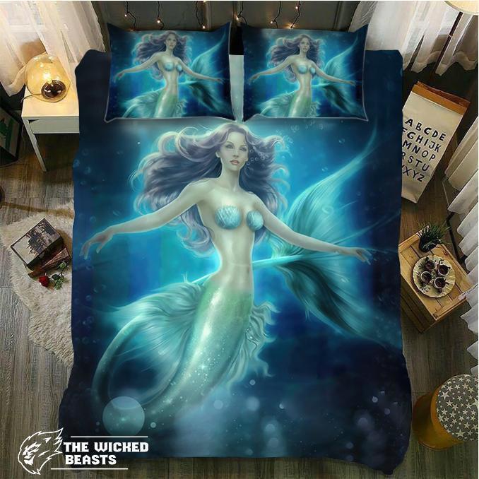 Green Mermaids3D Customized Duvet Cover Bedding Sets