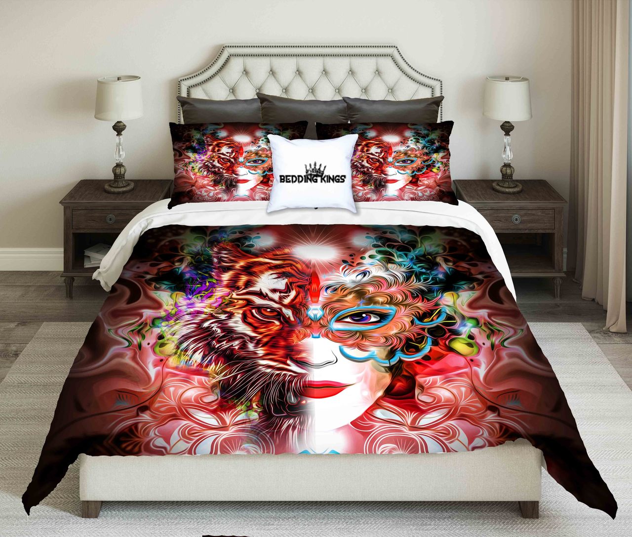 Half Tiger Girl | kings3D Customized Duvet Cover Bedding Sets
