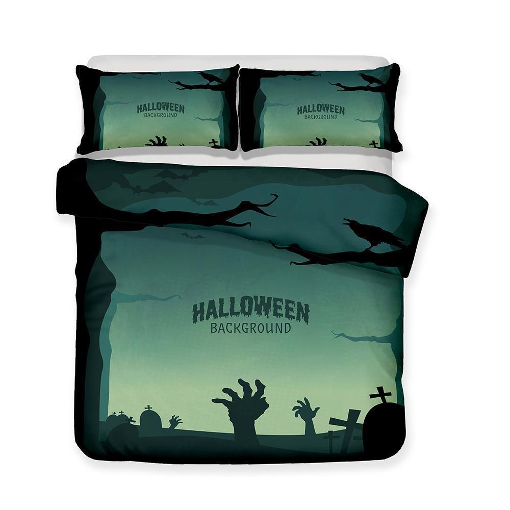 Halloween Theme Pumpkin Light Quilt et 3 Pieceet3D Customized Duvet Cover Bedding Sets