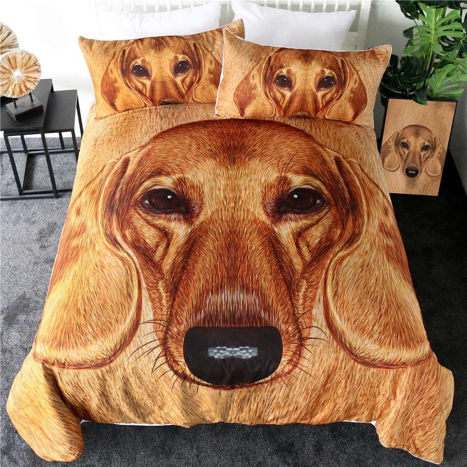 Hand Drawn Dachshund 3D Customized Duvet Cover Bedding Sets
