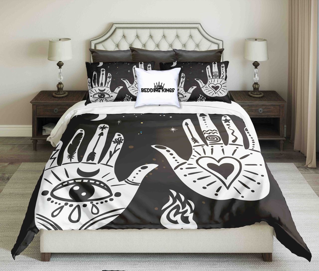 Hands With Mysticymbols White And Black Design | kings3D Customized Duvet Cover Bedding Sets