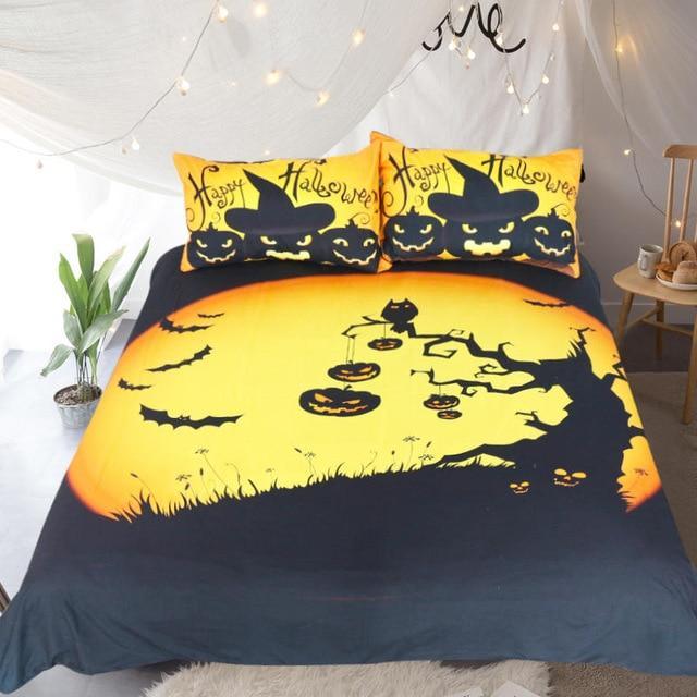 Happy Halloween Tree Kids Bat Pumpkin Quilt Cover Festival Collection Bedspread Queenize3D Customized Duvet Cover Bedding Sets