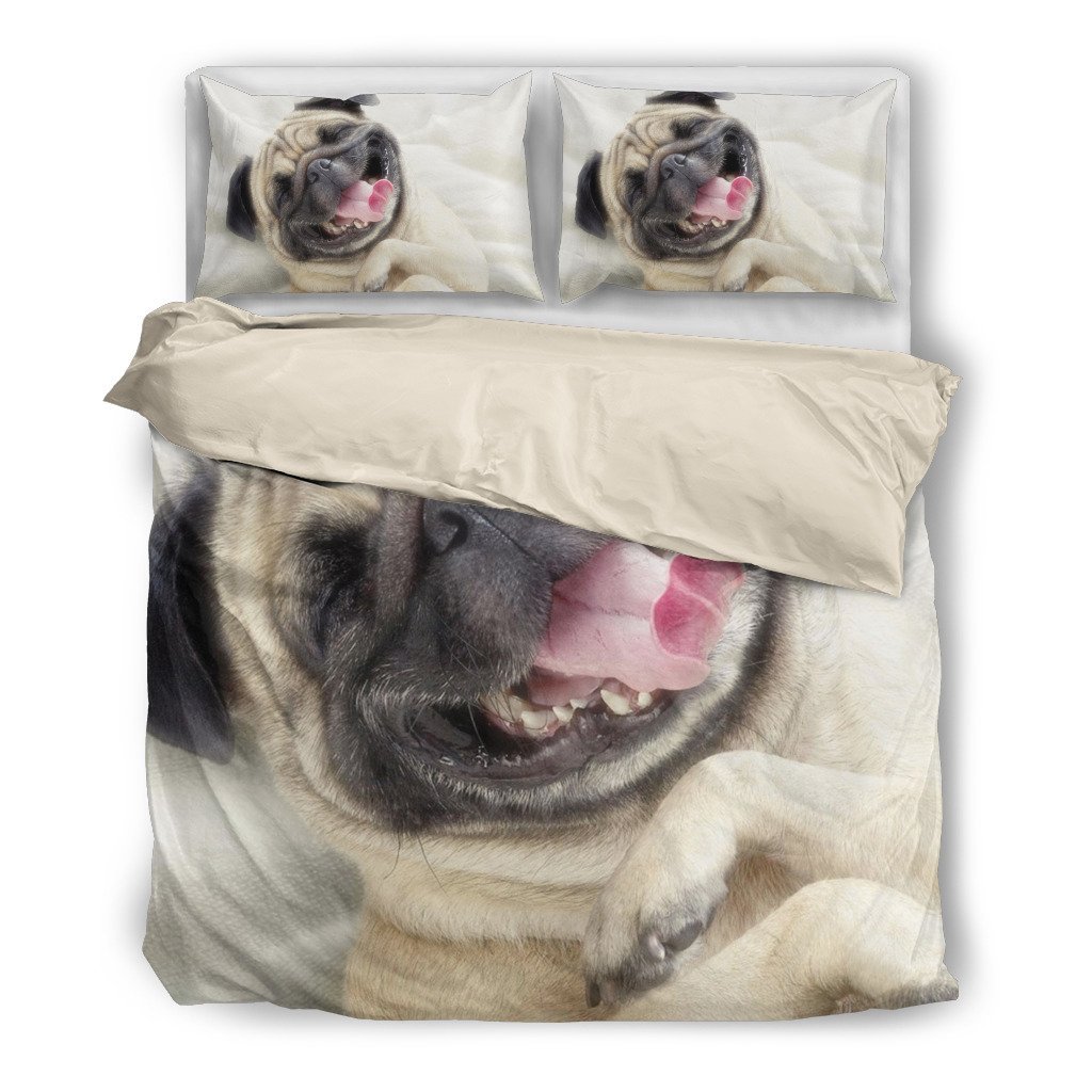 Happy Pug 3D Customized Duvet Cover Bedding Sets