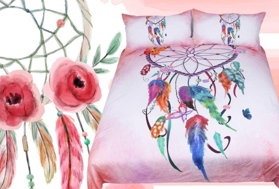 Heart Dreamcatcher Pink Blue ART HOP 3D Customized Duvet Cover Bedding Sets