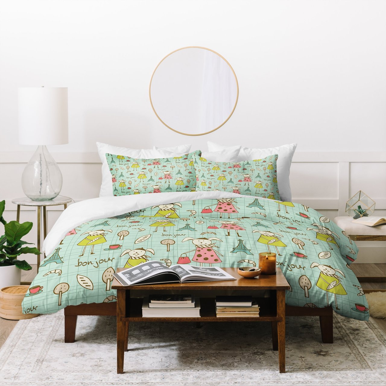 Heather Dutton Bonjour Lapin Duvet Cover