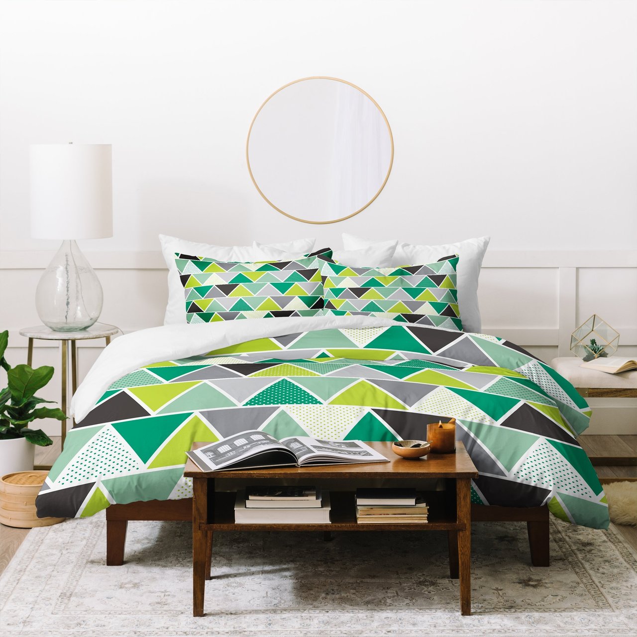 Heather Dutton Emerald Triangulum Duvet Cover Bedding Sets