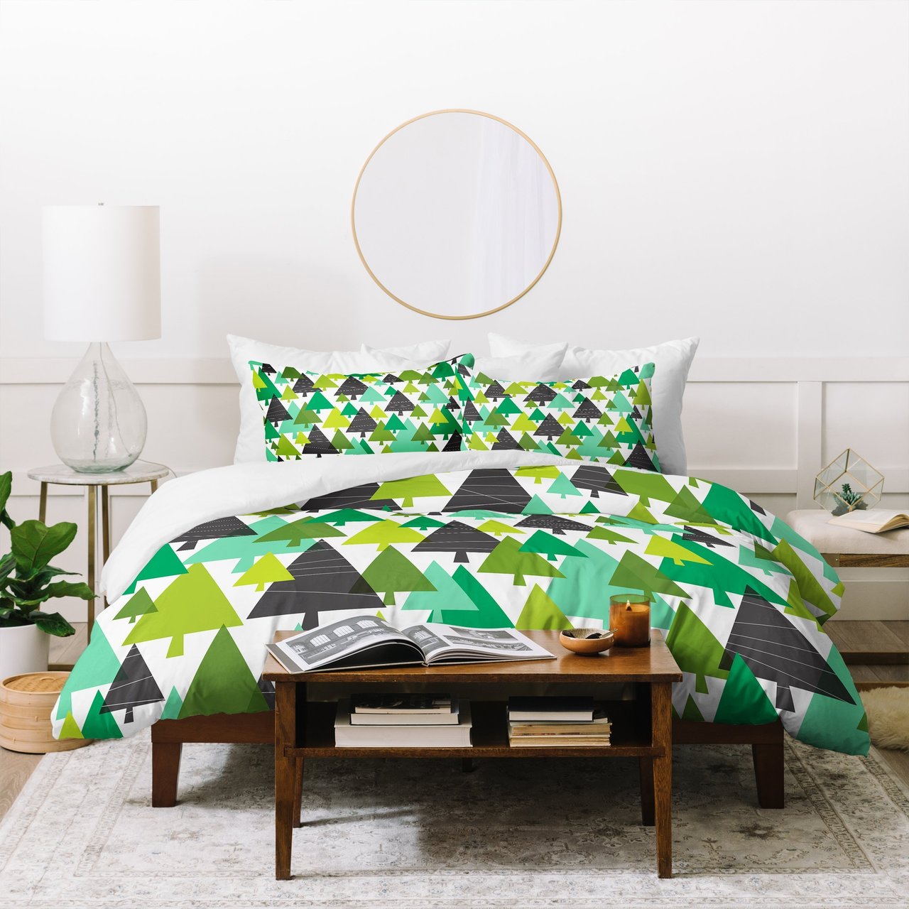 Heather Dutton Winter Woods Green Duvet Cover