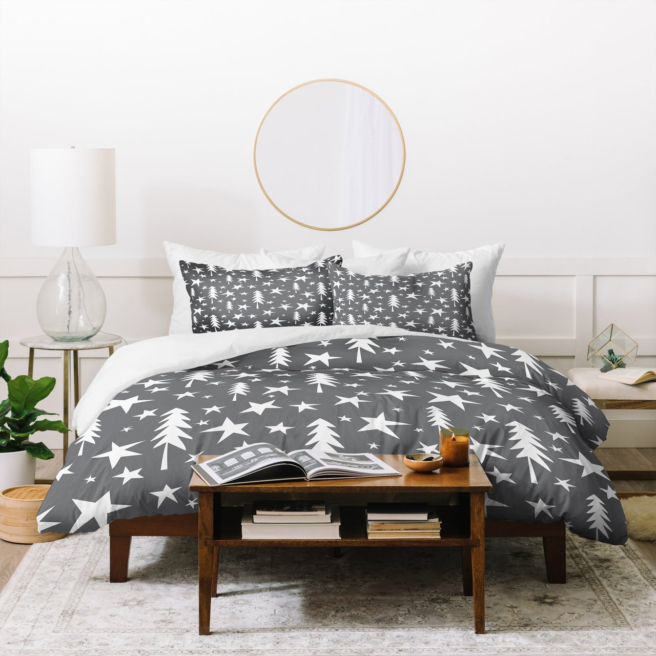Heather Dutton Wish Upon A Star Grey Duvet Cover