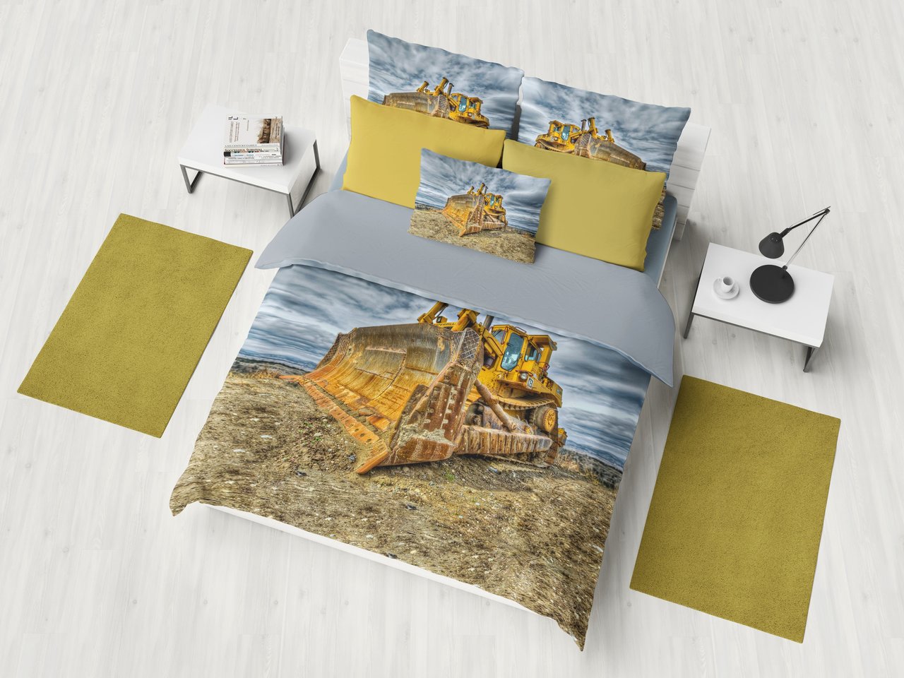 Heavy Equipment Operator Bulldozer ART 3D Customized Duvet Cover Bedding Sets