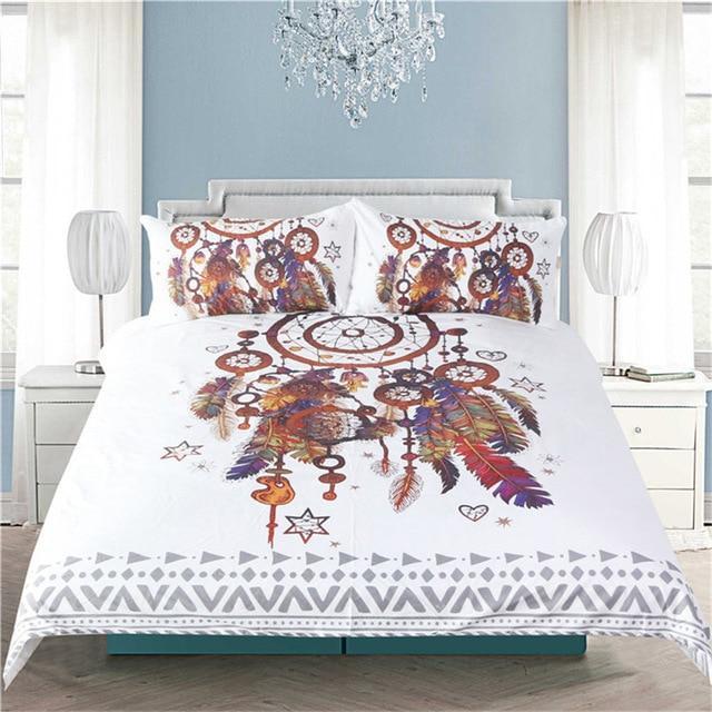 Hipster Watercolor Queenize Dreamcatcher Feathers Bohemian Printed Bed Cover 3D Customized Duvet Cover Bedding Sets