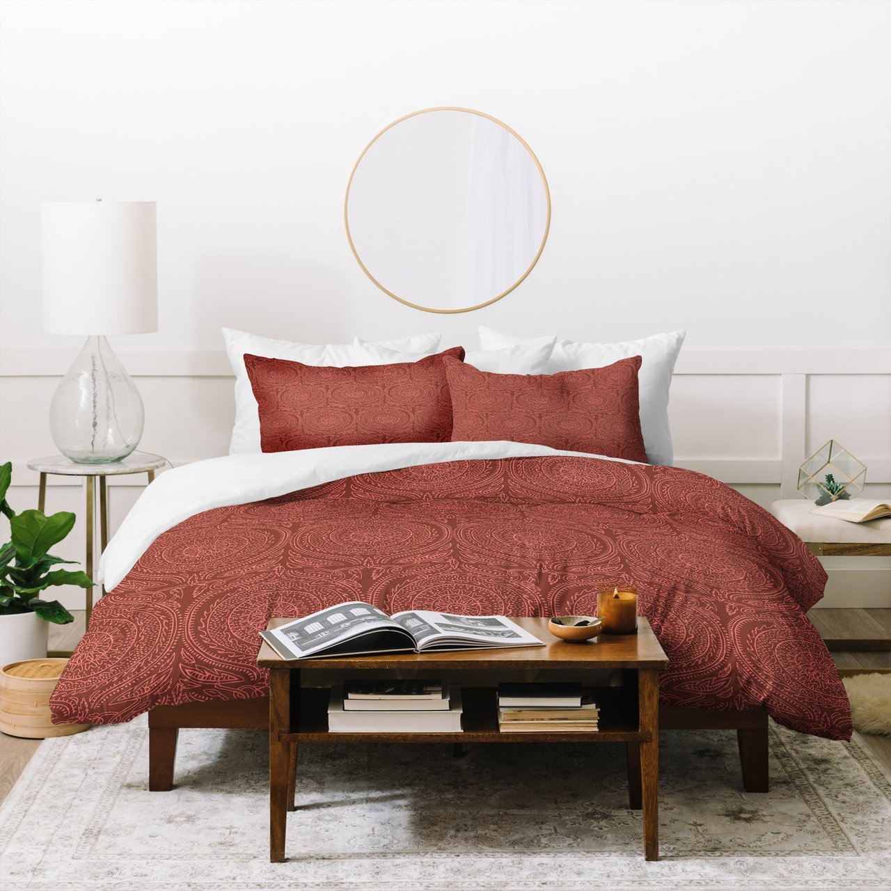 Holli Zollinger ANTHOLOGY OF PATTERN ELLE SUNDIAL MAROON Duvet Cover