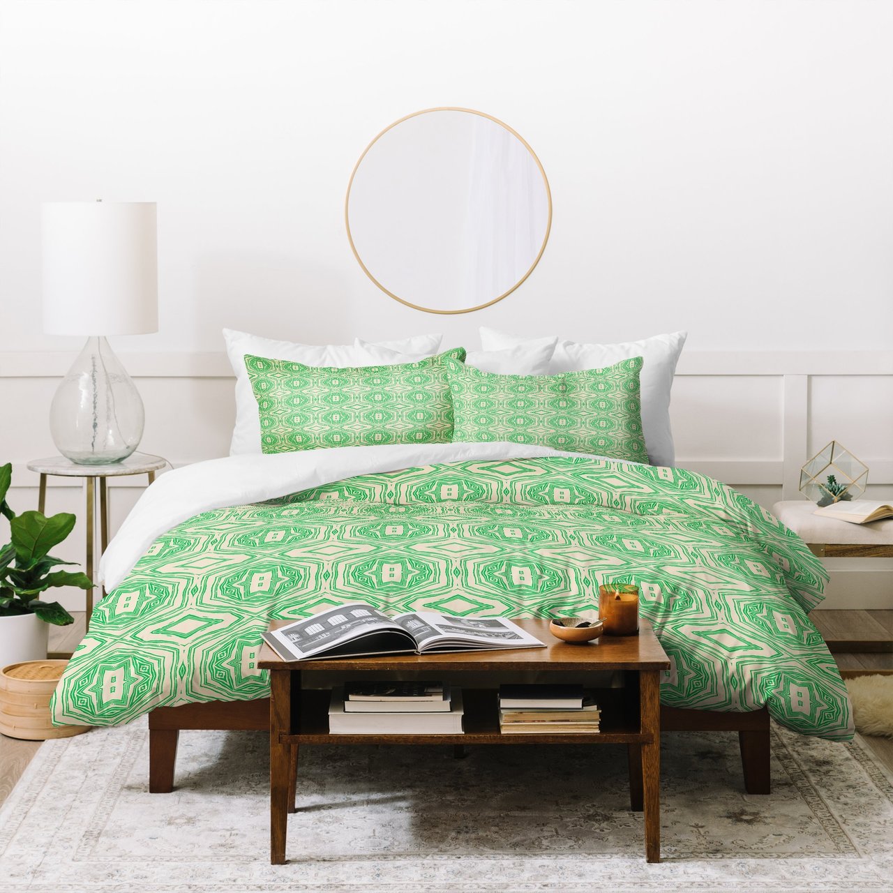 Holli Zollinger ANTHOLOGY OF PATTERN SEVILLE MARBLE GREEN Duvet Cover