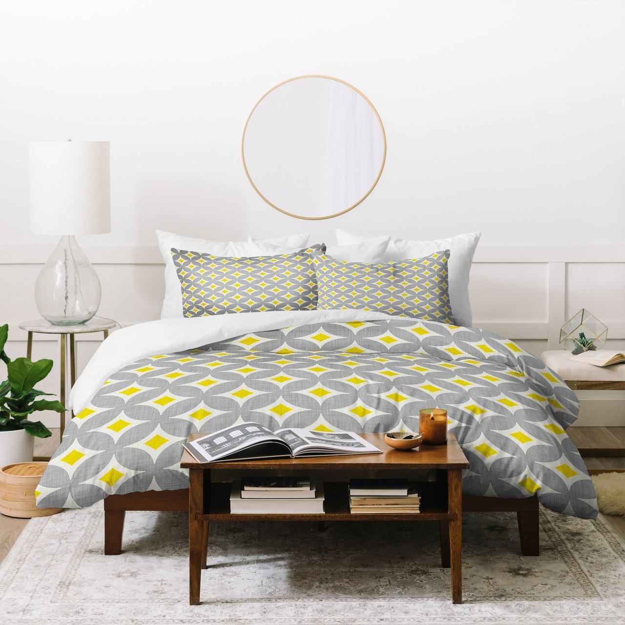 Holli Zollinger Diamond Circles Yellow Duvet Cover