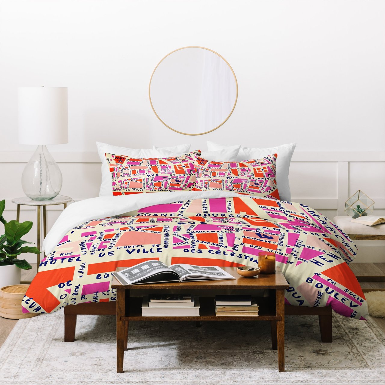 Holli Zollinger Paris Map Pink Duvet Cover