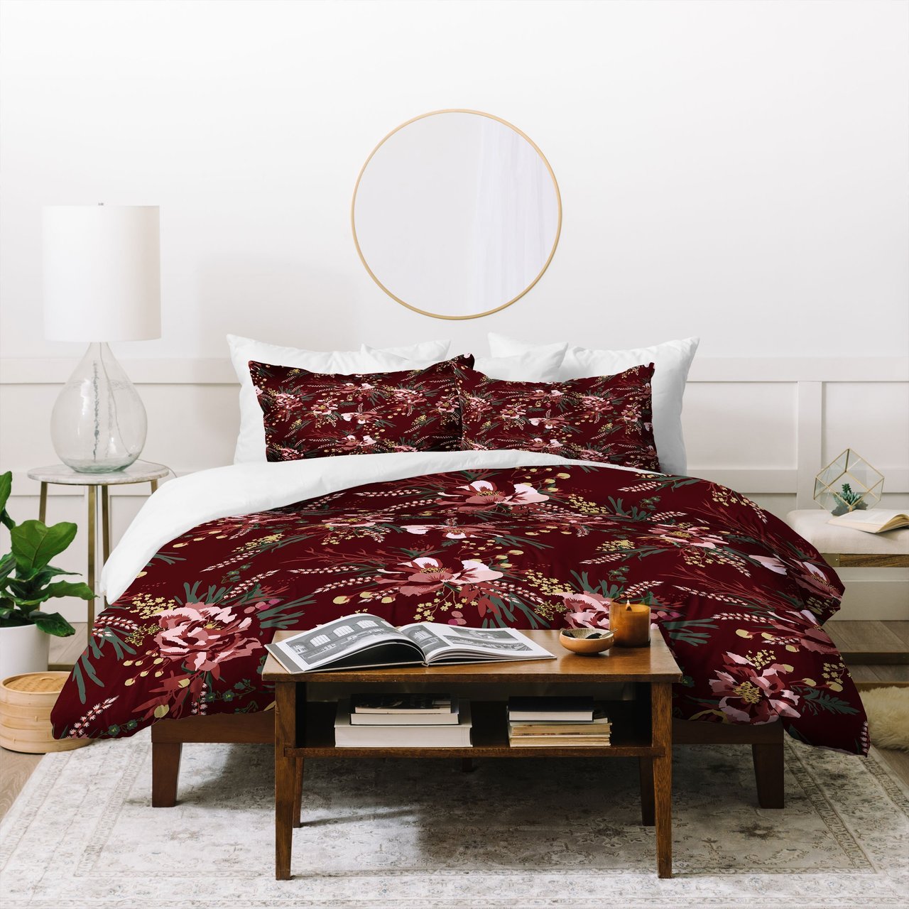 Holli Zollinger POPPY WILD BURGUNDY Duvet Cover
