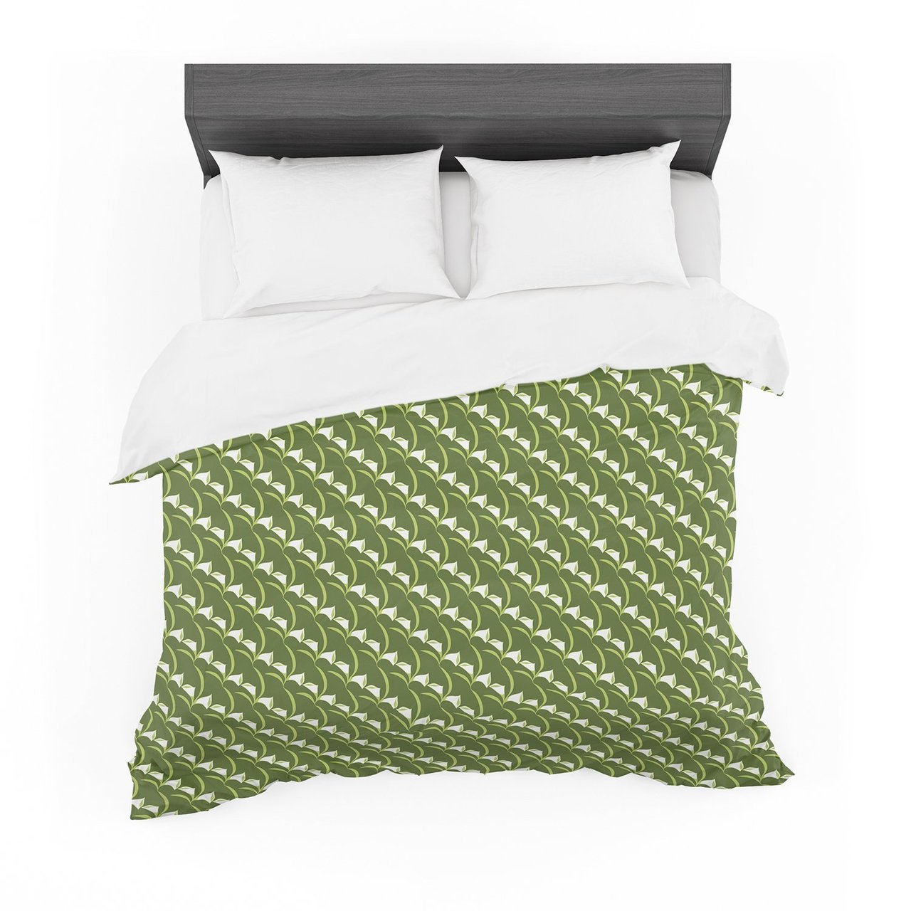 Holly Helgeson ‘Deco Calla Lily’ Green White Featherweight3D Customized Duvet Cover Bedding Sets