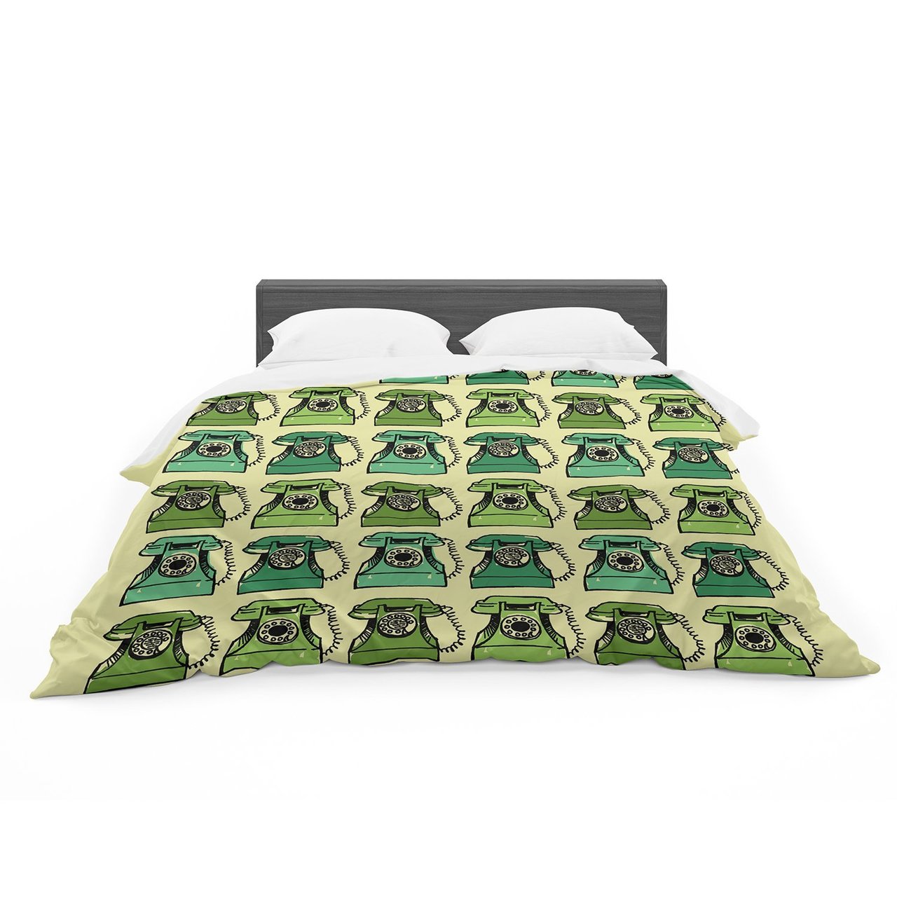 Holly Helgeson ‘Grandma’s Telephone’ Green Yellow Featherweight3D Customized Duvet Cover Bedding Sets
