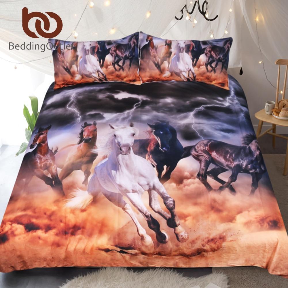 Horses 3D Dusty Lightning Printed Double for Adults Bed Cover Photography Bedclothes 3D Customized Duvet Cover Bedding Sets