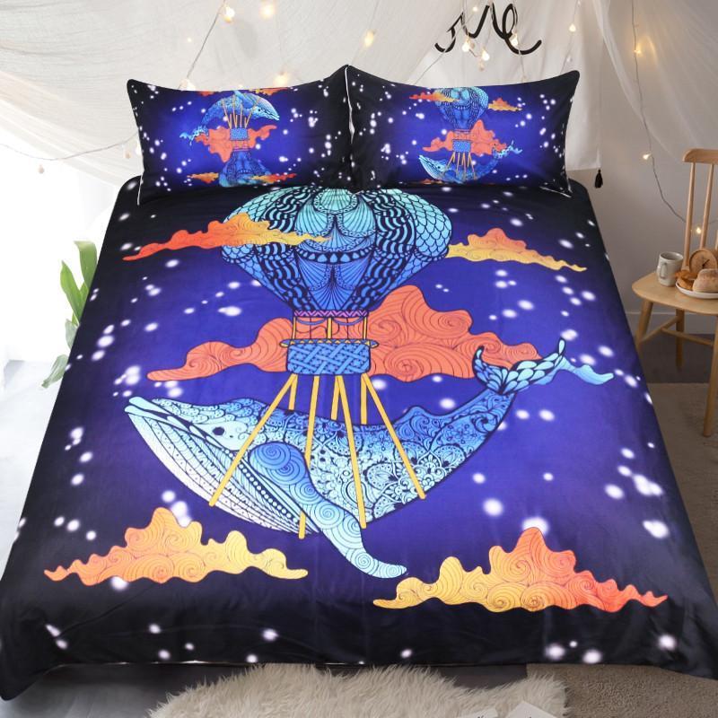 Hot Air Balloon & Blue Whale Bedding Set