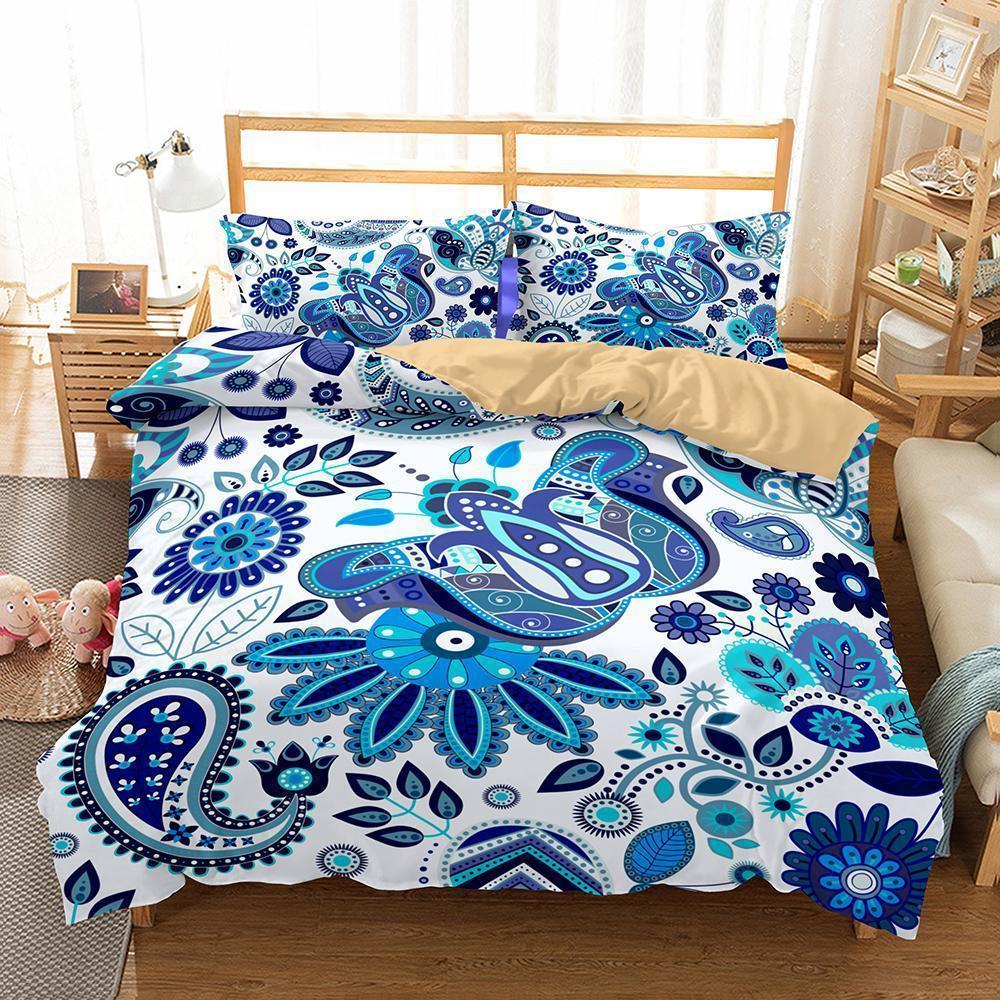 Household items 3 pieceet theme bohemian printet variousizes blues3D Customized Duvet Cover Bedding Sets
