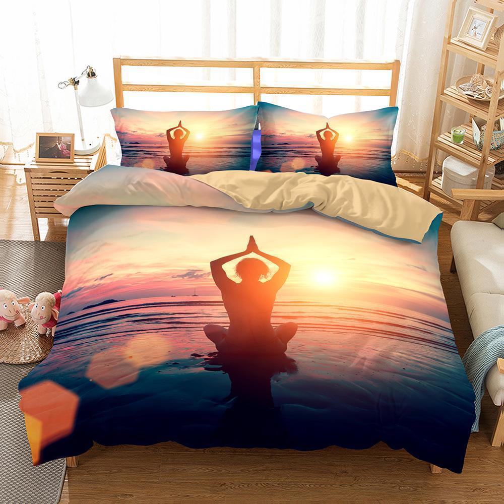 Household Items Theme Yoga Zen Printinget Multisizes3D Customized Duvet Cover Bedding Sets