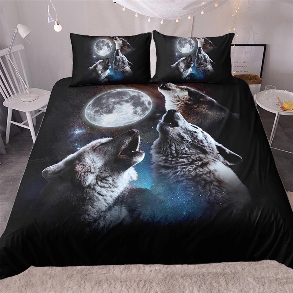 Howling At The Moon 3D Customized Duvet Cover Bedding Sets