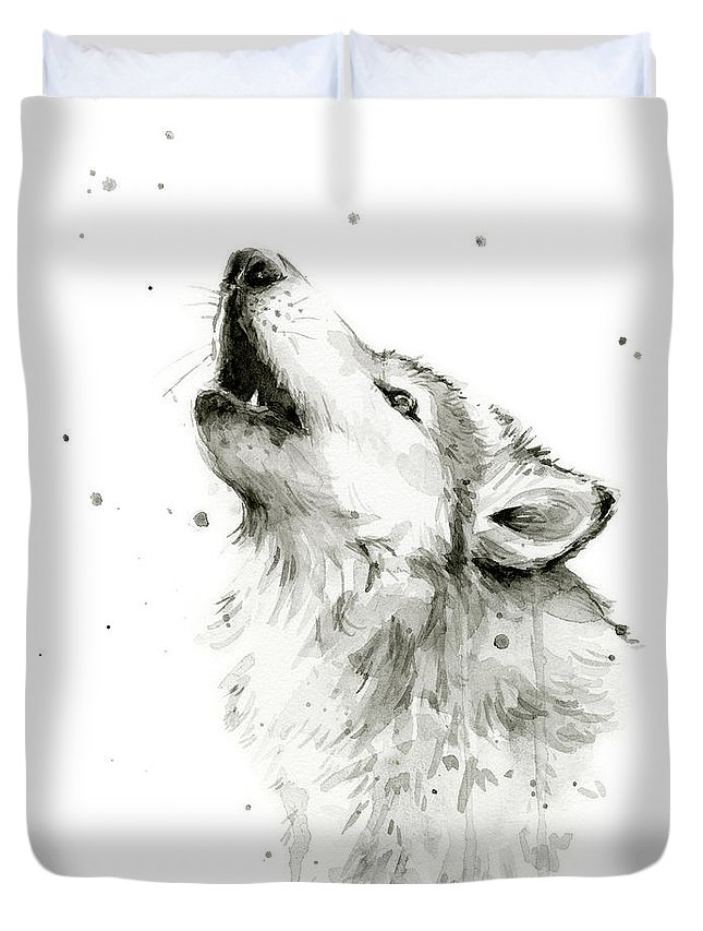 Howling Wolf Watercolor 3D Customized Duvet Cover Bedding Sets