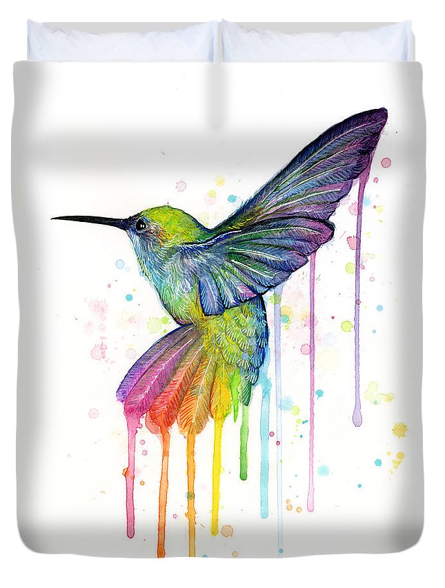 Hummingbird Of Watercolor Rainbow 3D Customized Duvet Cover Bedding Sets