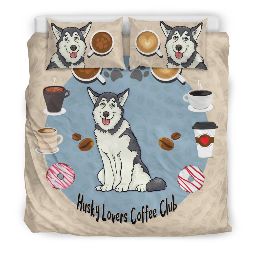 Husky Lovers Coffee Club for Lovers of Huskies3D Customized Duvet Cover Bedding Sets