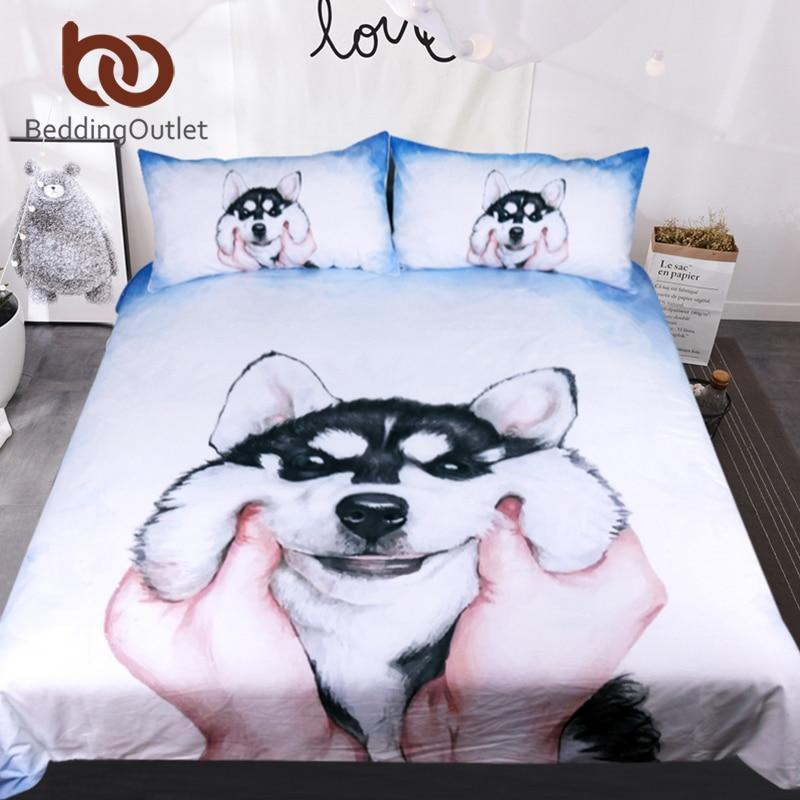 Husky Puppy Queen King Watercolor et for Kids Animal Bedclothes 3D Customized Duvet Cover Bedding Sets