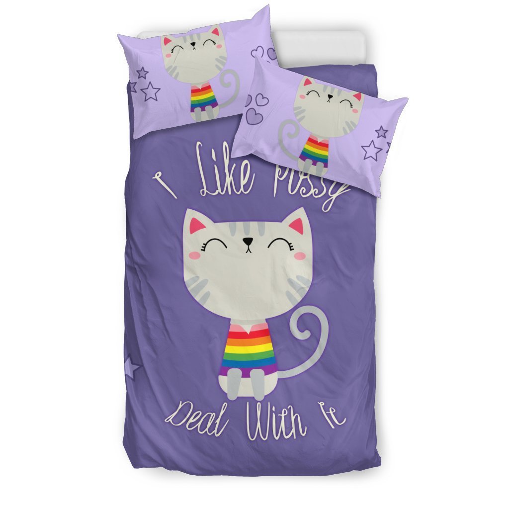 I Like Pussy Cat Deal With It Bedding Set