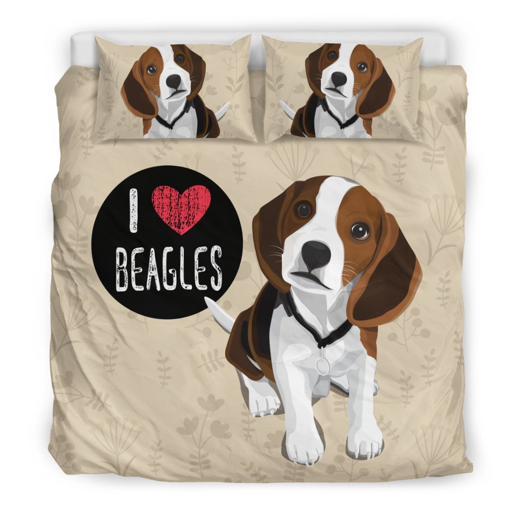 I Love Beagles for Lovers of Beagle Dogs3D Customized Duvet Cover Bedding Sets