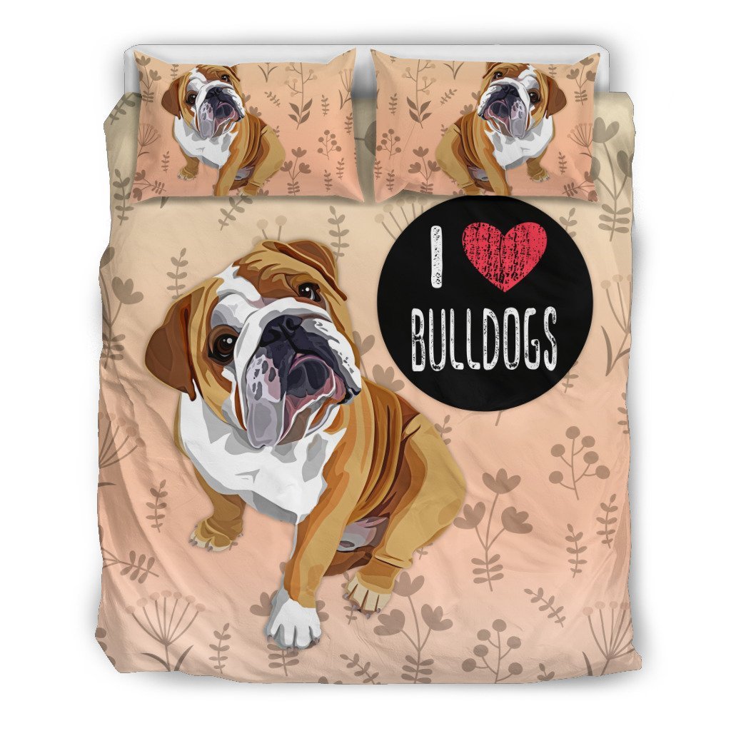 I Love Bulldogs for Bulldog Lovers 3D Customized Duvet Cover Bedding Sets