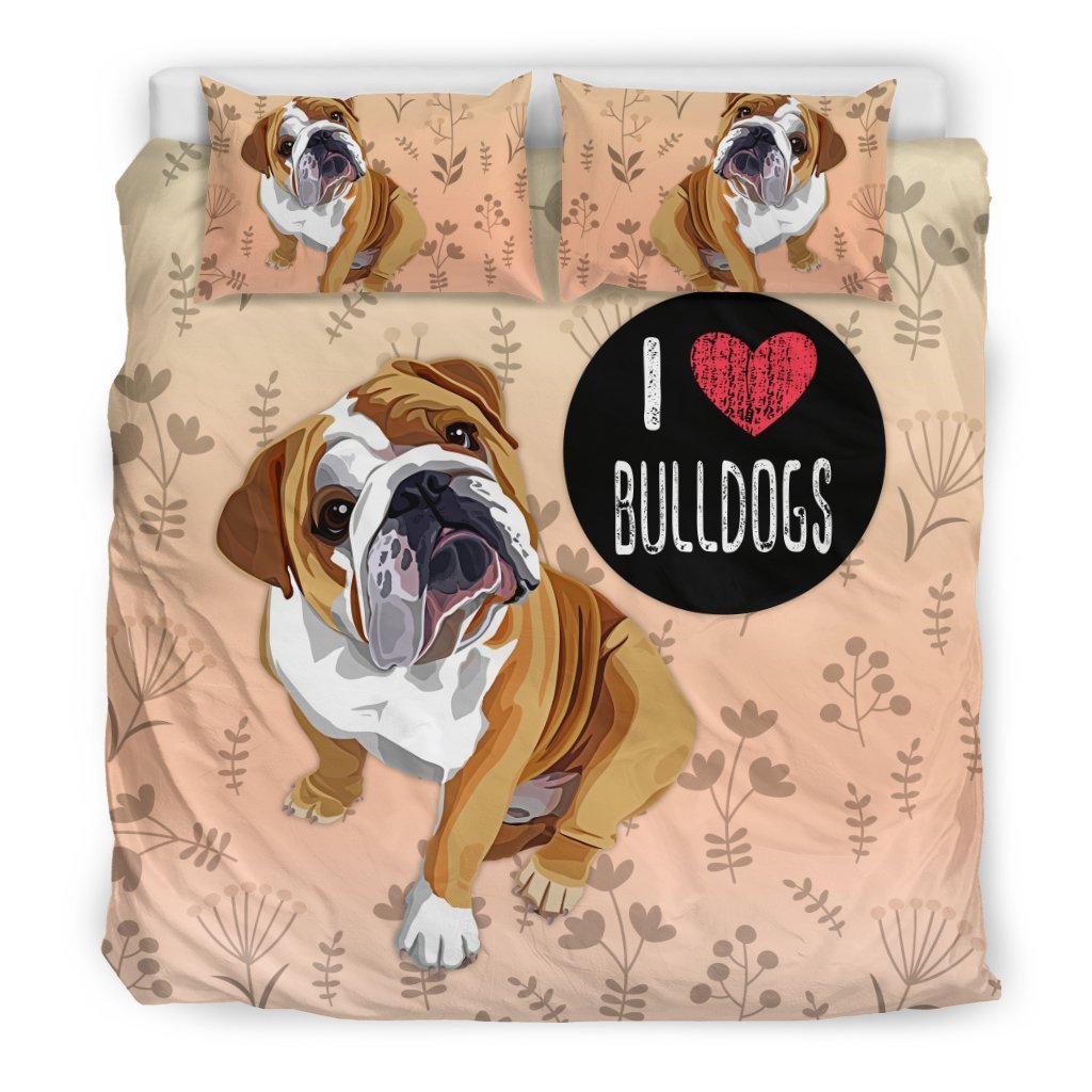 I Love Bulldogs for Bulldog Lovers3D Customized Duvet Cover Bedding Sets