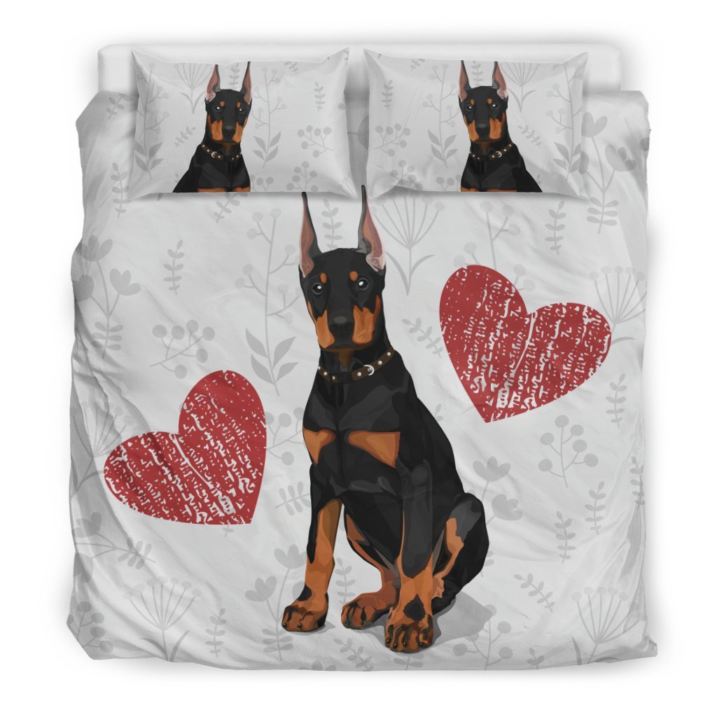 I Love Dobermans for Lovers of Doberman Dogs3D Customized Duvet Cover Bedding Sets