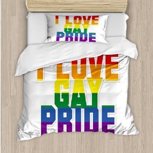 I Love Gay Pride Retro Duvet Cover Set