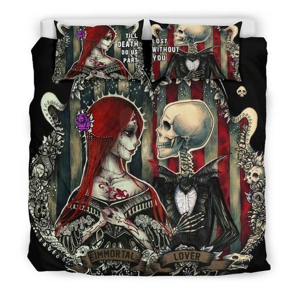 Immortal Lover Black Sugar Skull Weddding Duvet