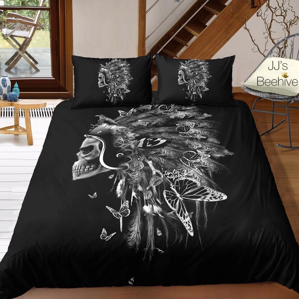 Indian Headdresskull 3D Customized Duvet Cover Bedding Sets