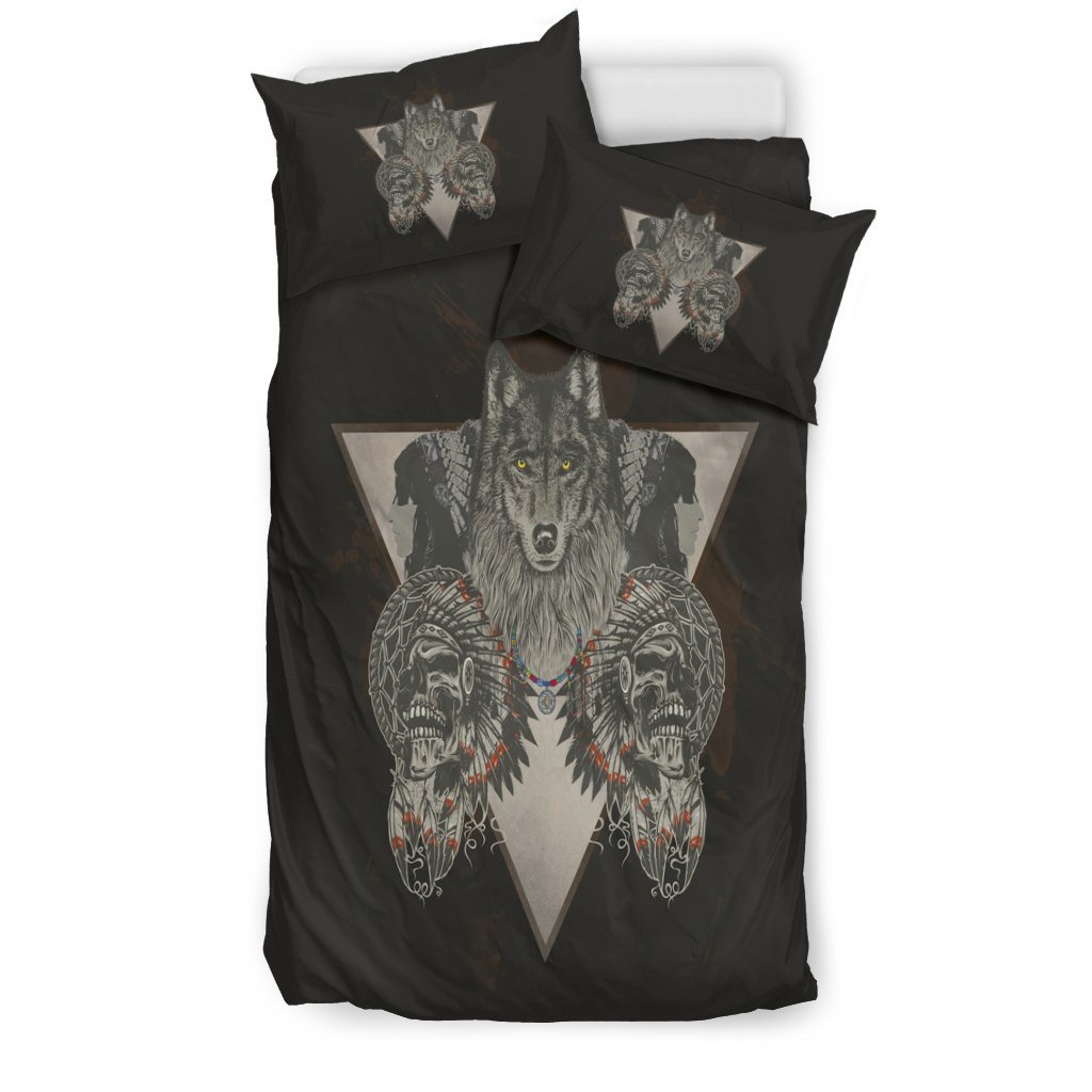 Indians Wolf Skull Bedding Set