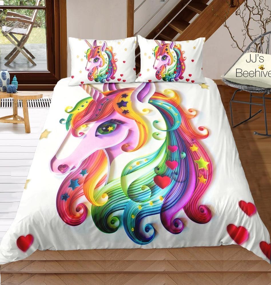 Iris Rainbow Unicorn 3D Customized Duvet Cover Bedding Sets