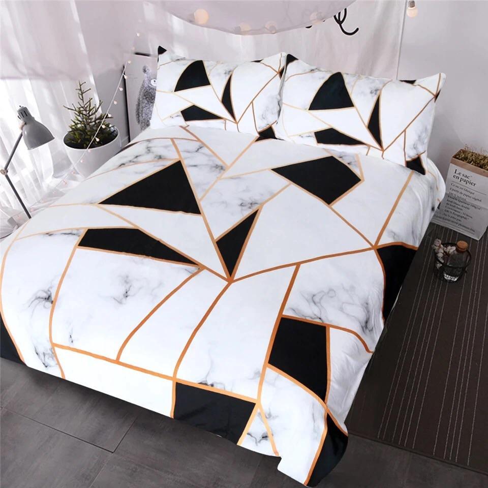 Irregular Geometric Marble 3D Customized Duvet Cover Bedding Sets