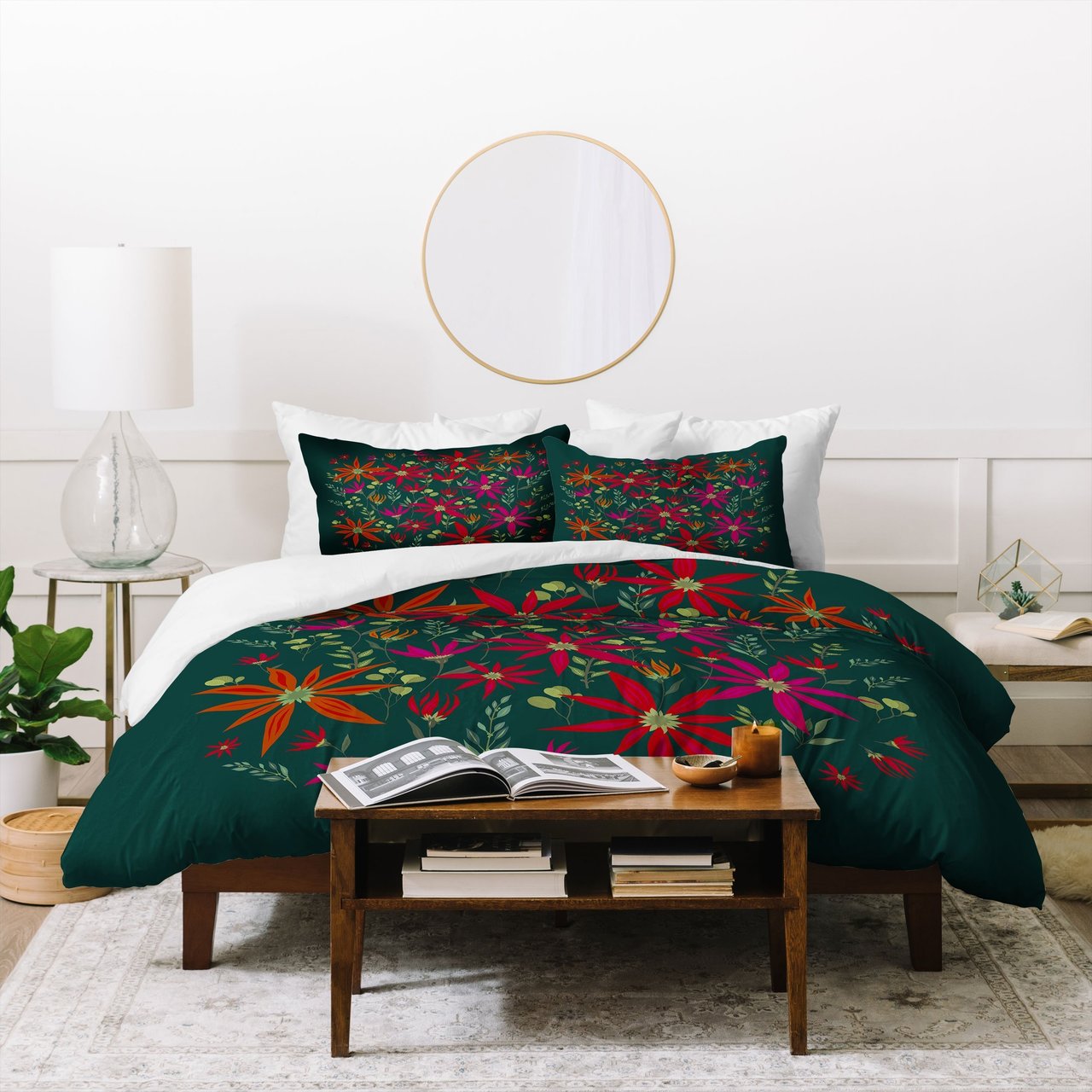 Iveta Abolina Poinsettia Emerald Duvet Cover