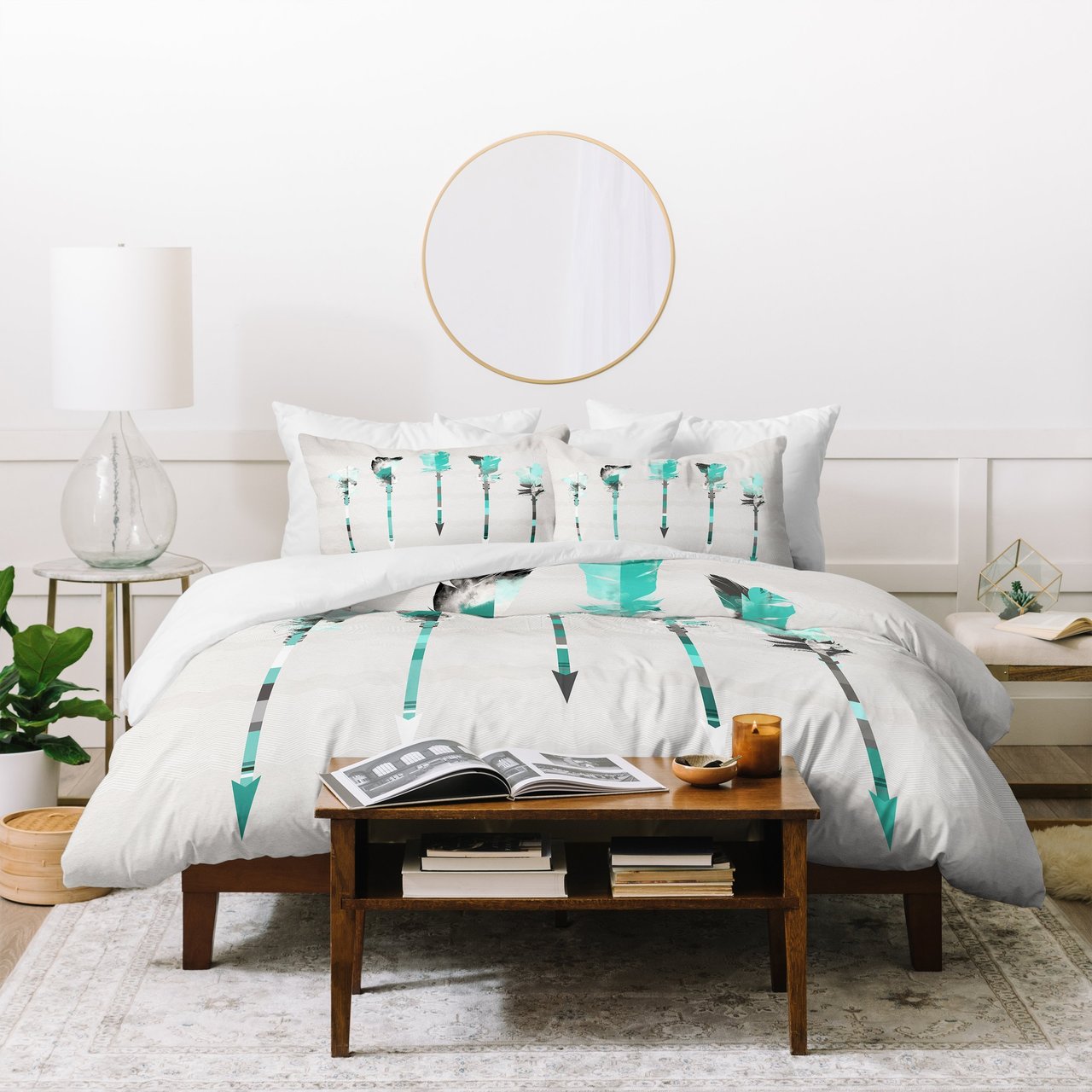 Iveta Abolina Teal Feathers Duvet Cover