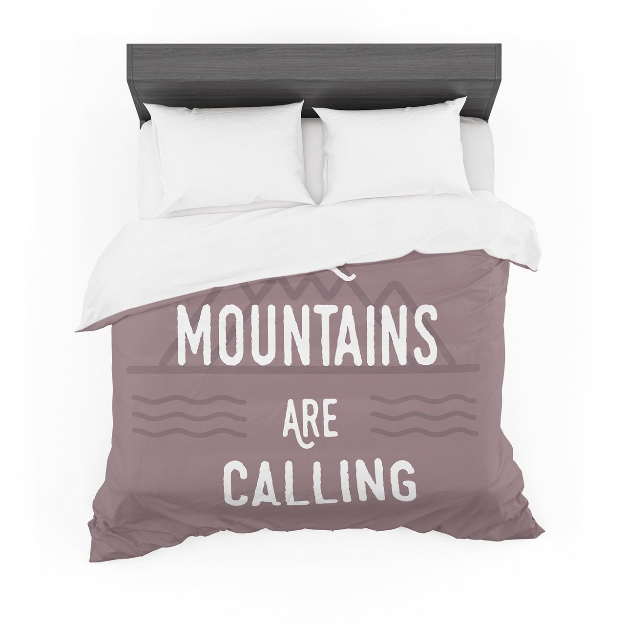 Jackie Rose ‘The Mountains Are Calling’ Purple Typography Featherweight3D Customized Duvet Cover Bedding Sets