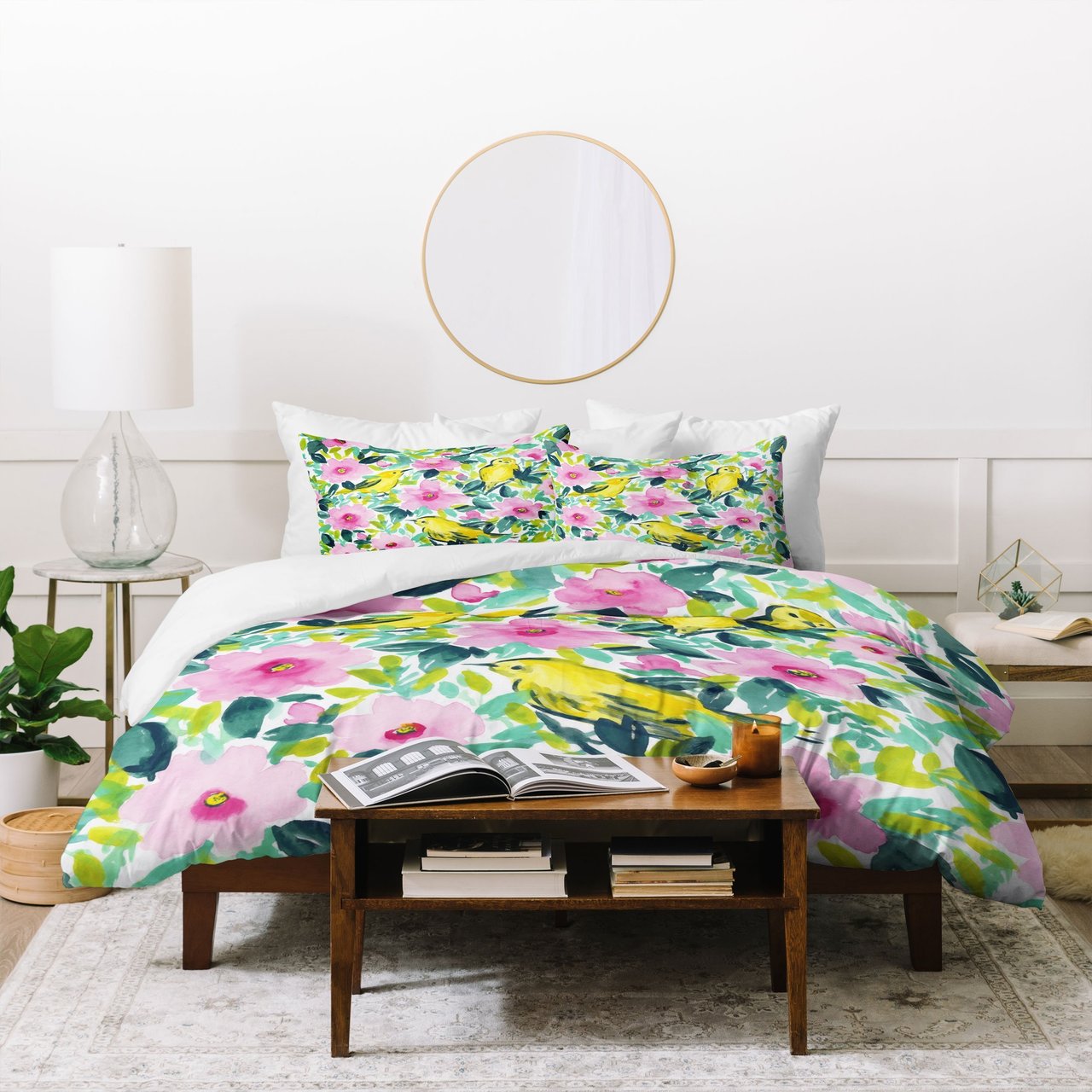 Jacqueline Maldonado Birds n Flowers Yellow Duvet Cover
