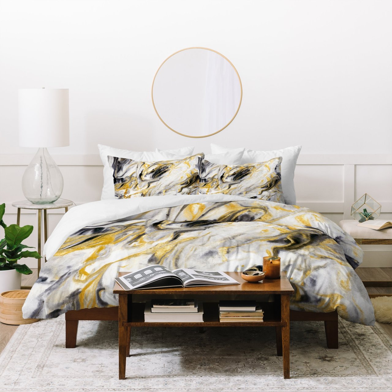 Jacqueline Maldonado Black and Gold Marble Duvet Cover