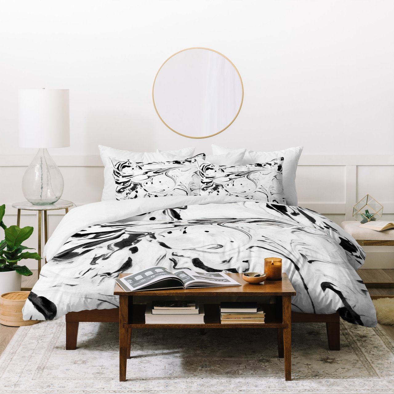Jacqueline Maldonado Black and White Marble Duvet Cover