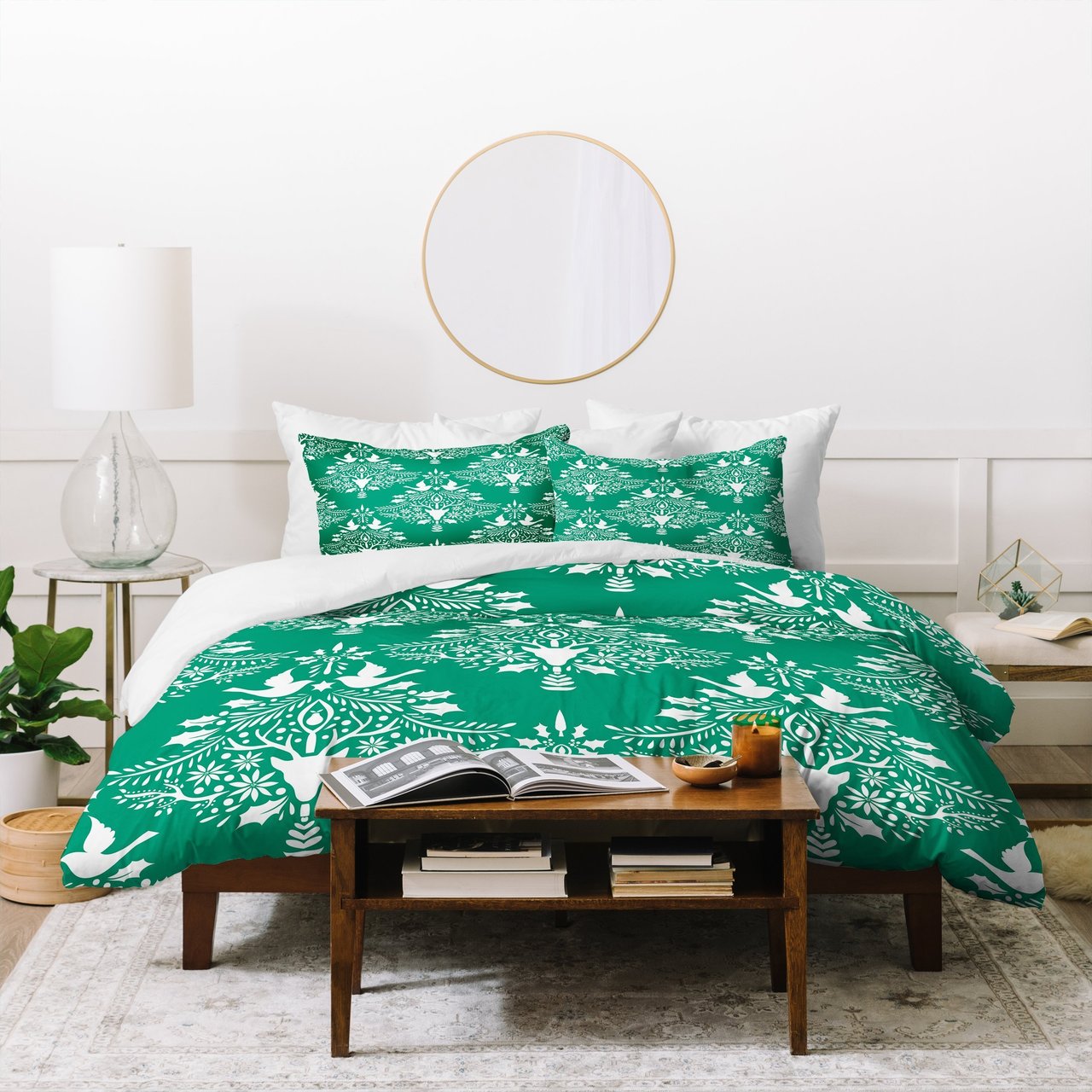 Jacqueline Maldonado Christmas Paper Cutting Green Duvet Cover